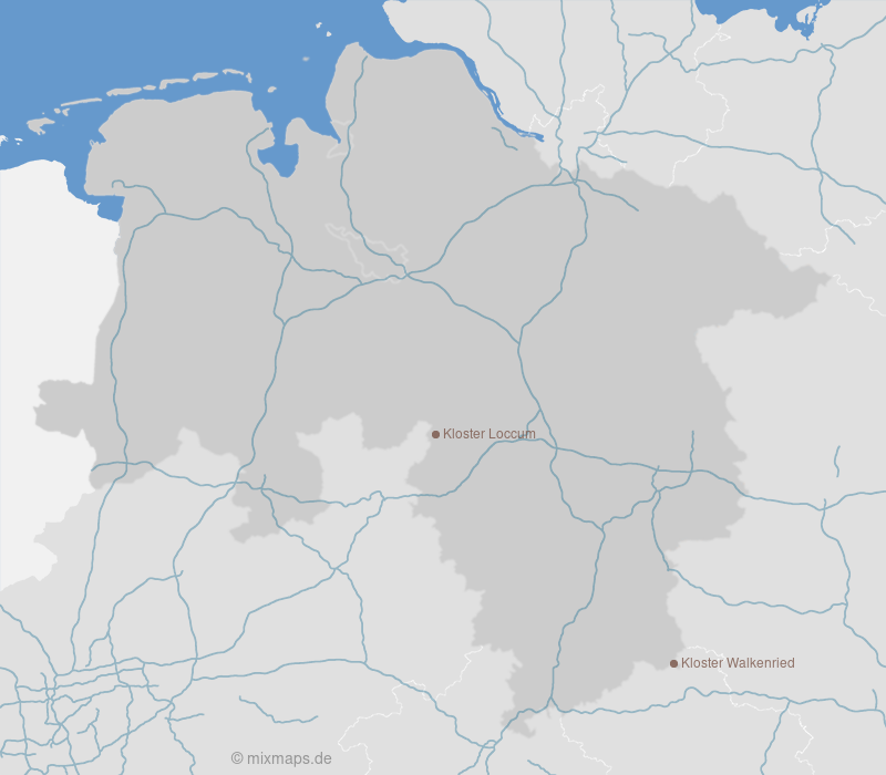 Karte Kloster Loccum und Kloster Walkenried auf der Autobahnkarte