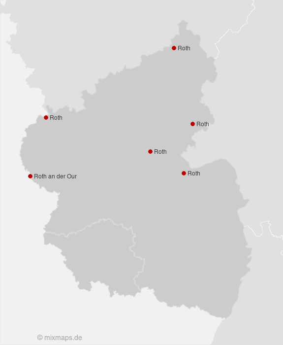 Karte Städte und Gemeinden mit dem Namen "Roth"
