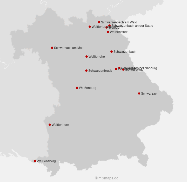 Karte Städte und Gemeinden, die mit Schwarz... oder Weiß... beginnen