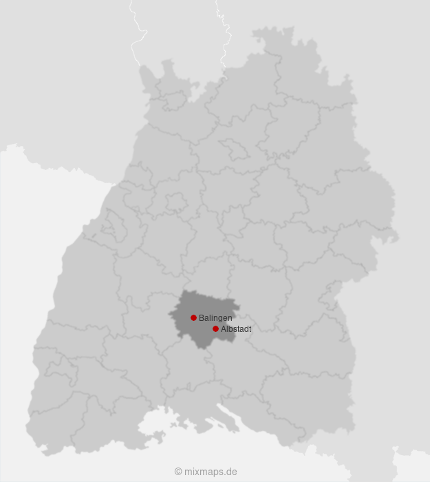 Karte Albstadt und Balingen im Zollernalbkreis