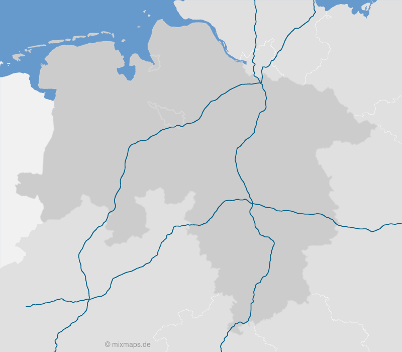 Autobahnen A1, A2 und A7 Autobahnkarte von Niedersachsen