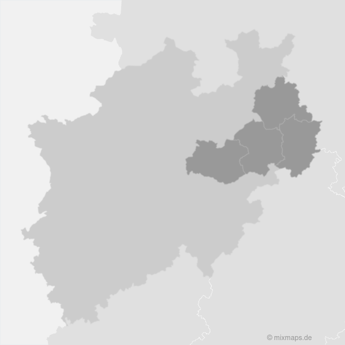 Karte Kreise Höxter, Lippe, Paderborn und Soest