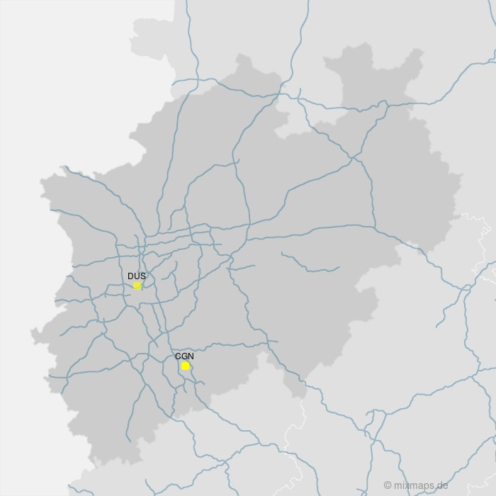 Karte Flughäfen Köln/Bonn und Düsseldorf
