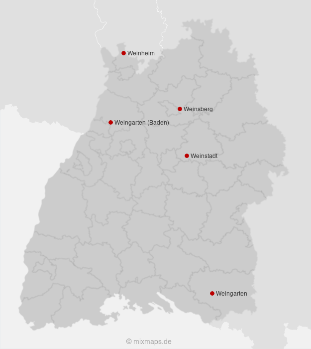 Karte Städte und Gemeinden, die mit Wein... beginnen