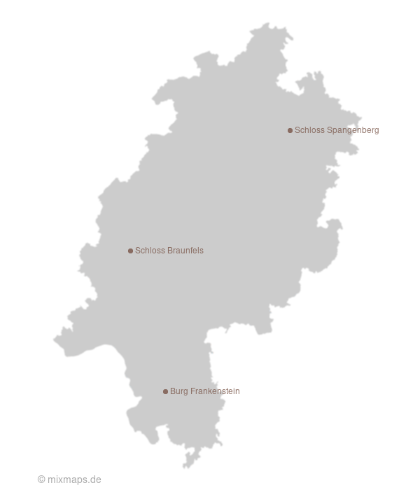 Karte Schloss Spangenberg, Schloss Braunfels und Burg Frankenstein