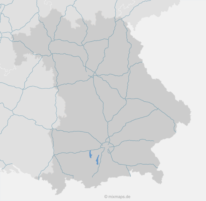Karte Starnberger See und Ammersee auf der Autobahnkarte