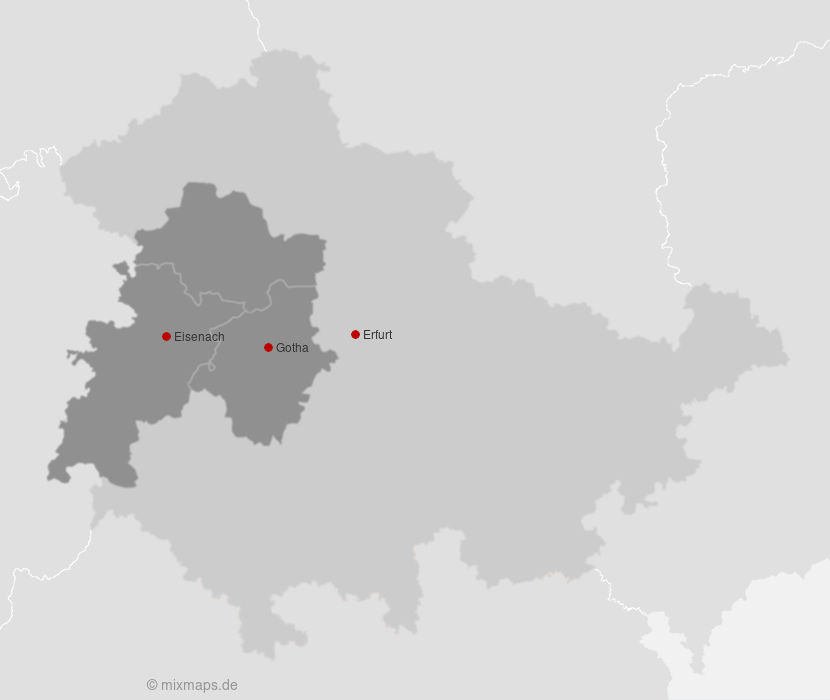 Thüringen: Landkreis Gotha, Unstrut-Hainich-Kreis und Wartburgkreis sowie Eisenach, Erfurt, Gotha