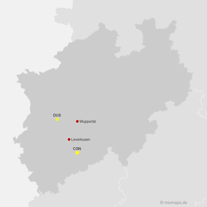 NRW: Leverkusen und Wuppertal mit den Flughäfen Köln/Bonn und Düsseldorf