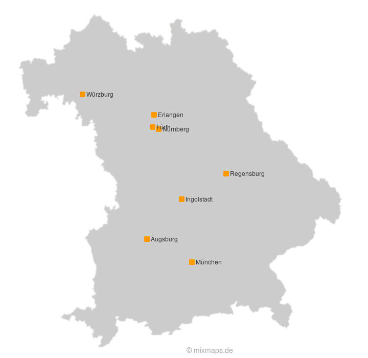 Karte Großstädte in Bayern