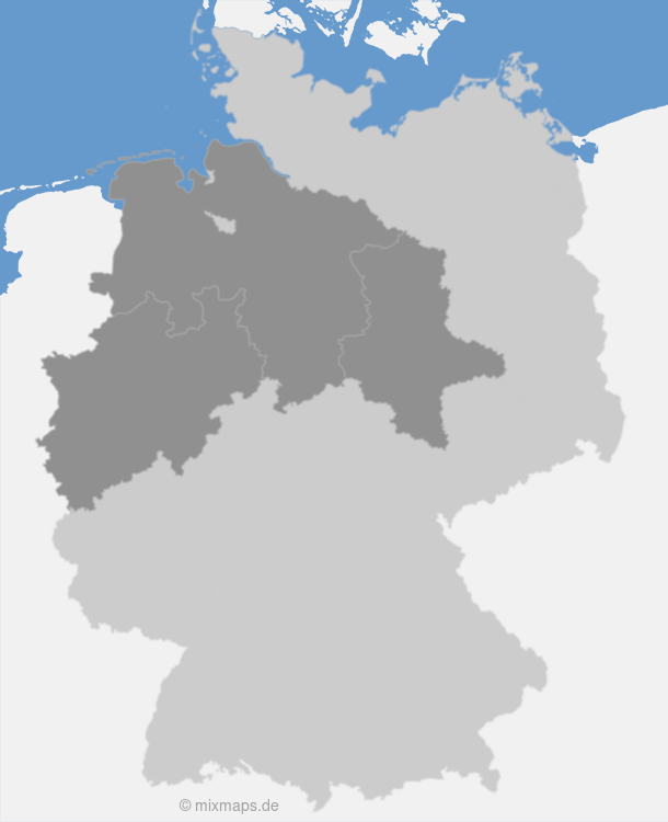 Deutschland: Bundesländer Nordrhein-Westfalen, Niedersachsen und Sachsen-Anhalt