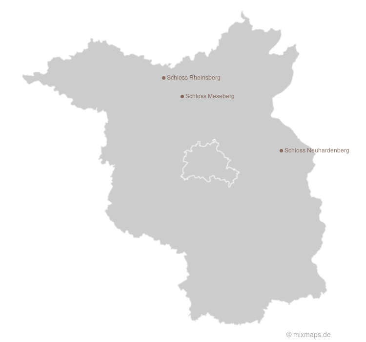 Karte Schlösser Rheinsberg, Meseberg und Neuhardenberg