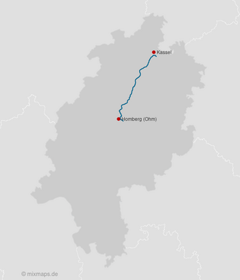 Karte: A49 von Kassel zur A5 bei Homberg (Ohm)