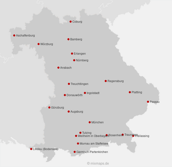 Bayerische Städte mit ICE-Bahnhof (Stand 2024)