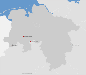 Karte Niedersachsen und Bremen: Städte und Gemeinden mit Q