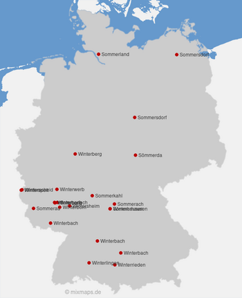 Städte und Gemeinden, die mit Sommer oder Winter beginnen