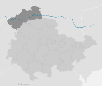 Karte Thüringen: Landkreise Eichsfeld und Nordhausen mit der Autobahn 38