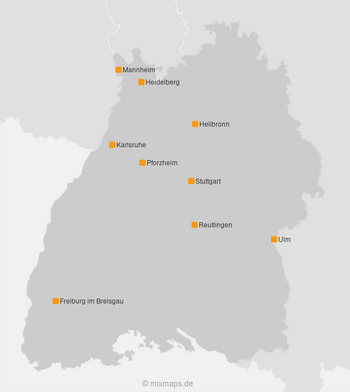 Karte Baden-Württemberg: Städte mit über 100.000 Einwohnern