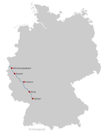 Mönchengladbach, Kerpen, Koblenz, Alzey und Speyer an der A61