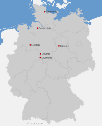 Städte und Gemeinden, die auf ...förde oder ...vörde enden