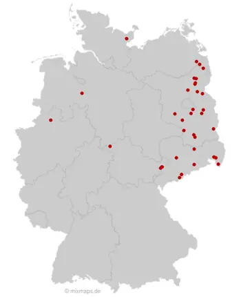 Karte Deutschland: Städte und Gemeinden, die auf ...walde enden