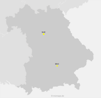 Karte Bayern: Airports München und Nürnberg