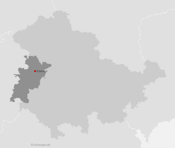 Karte Thüringen: Eisenach im Wartburgkreis