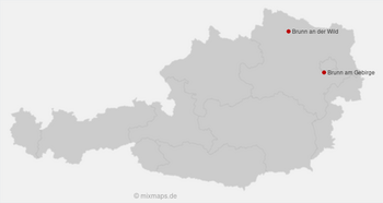 Karte Österreich: Städte und Gemeinden mit dem Namen 'Brunn'