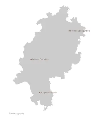 Karte Hessen: Schloss Spangenberg, Schloss Braunfels und Burg Frankenstein