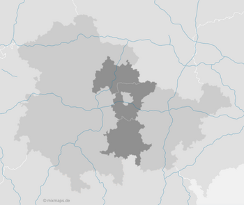 Karte Thüringen: Landkreise Sömmerda, Weimarer Land und Saalfeld-Rudolstadt auf der Autobahnkarte