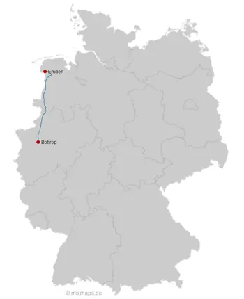 Karte Deutschland: A31 von Emden nach Bottrop