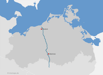 Karte Mecklenburg-Vorpommern: Rostock und Malchow an der A19