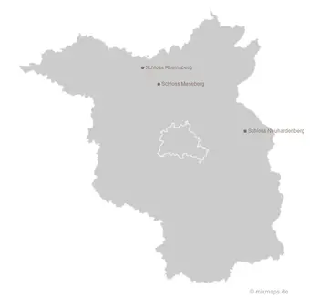 Karte Berlin und Brandenburg: Schlösser Rheinsberg, Meseberg und Neuhardenberg