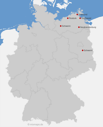 Greifswald, Neubrandenburg, Rostock, Schwerin und Stralsund