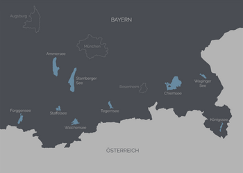 Karte: Die größten Seen im bayerischen Alpenvorland