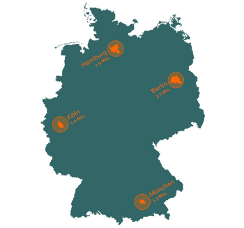 Karte: Deutsche Millionenstädte
